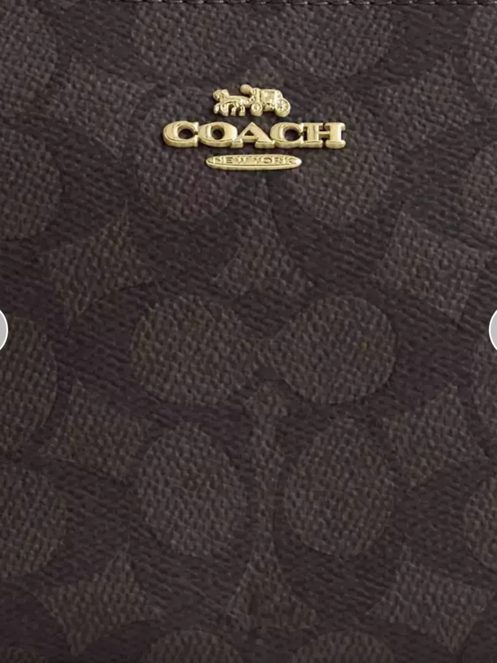 Coach Brown Signature Mini Shoulder Bag with Black Strap